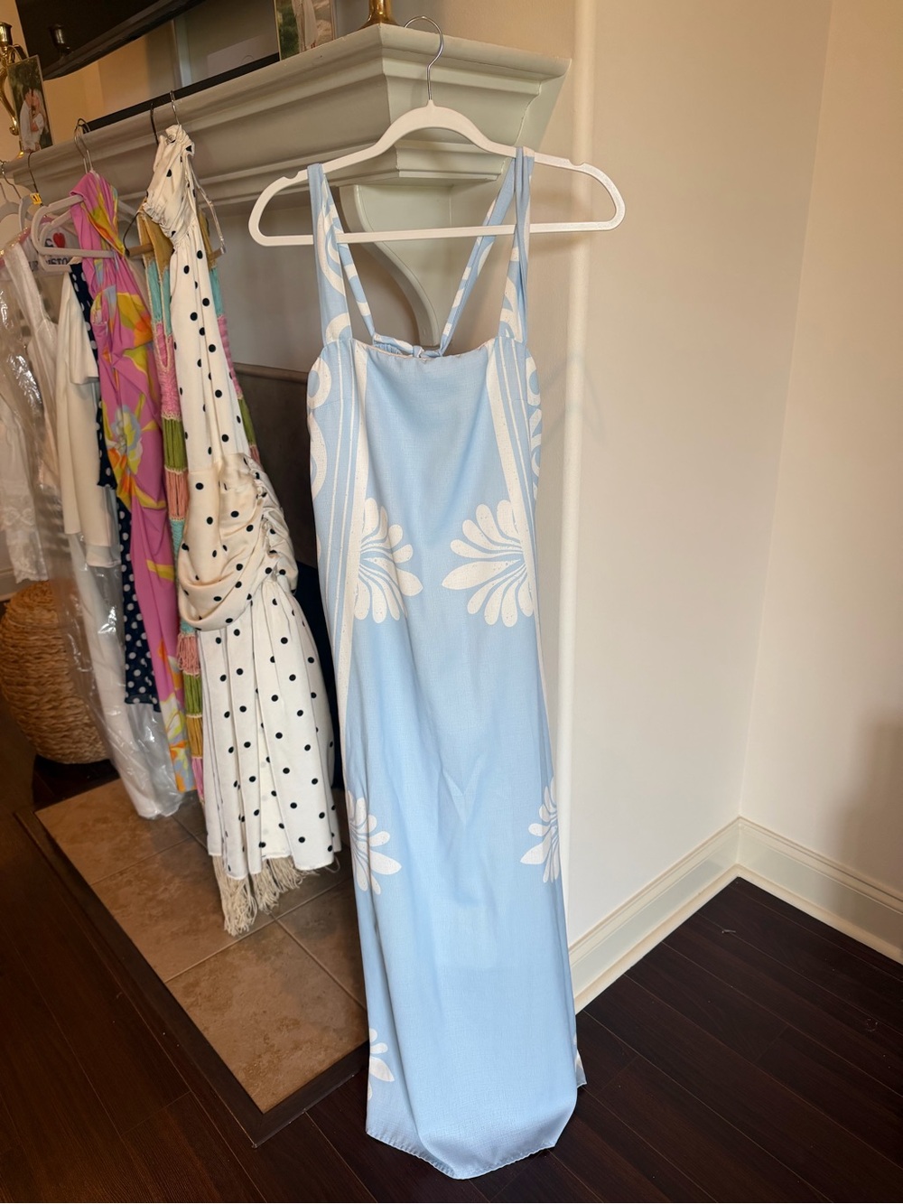 Petal & Pup Powder Blue Maxi Dress with White Floral Motif - Picture 2 of 3